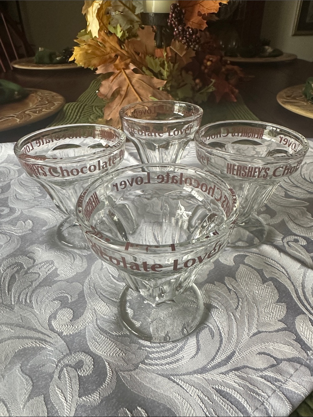 Chocolate Lover Clear Glass Dessert Cups - Brown Accent, Set of 4